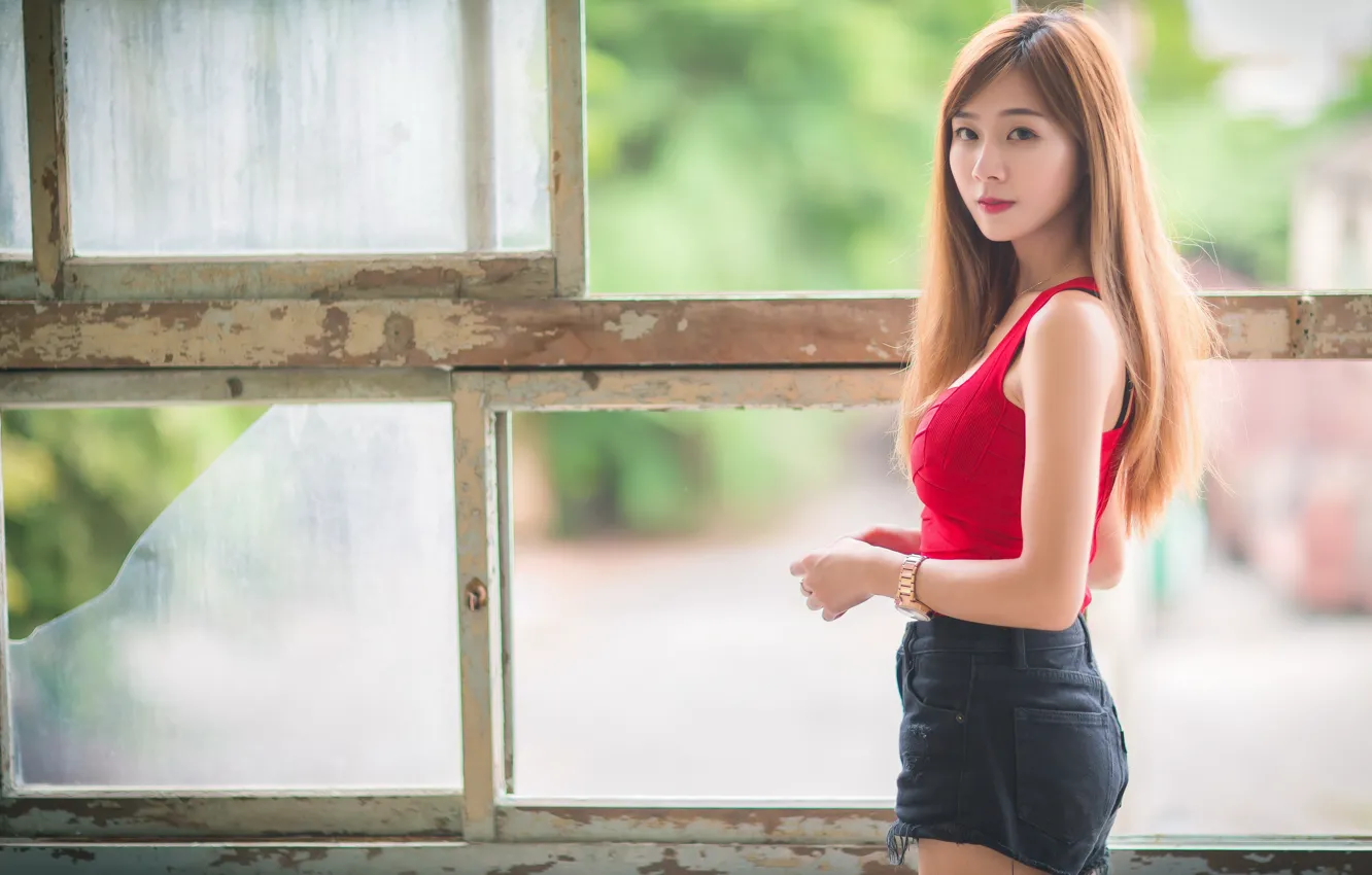 Photo wallpaper girl, background, Asian