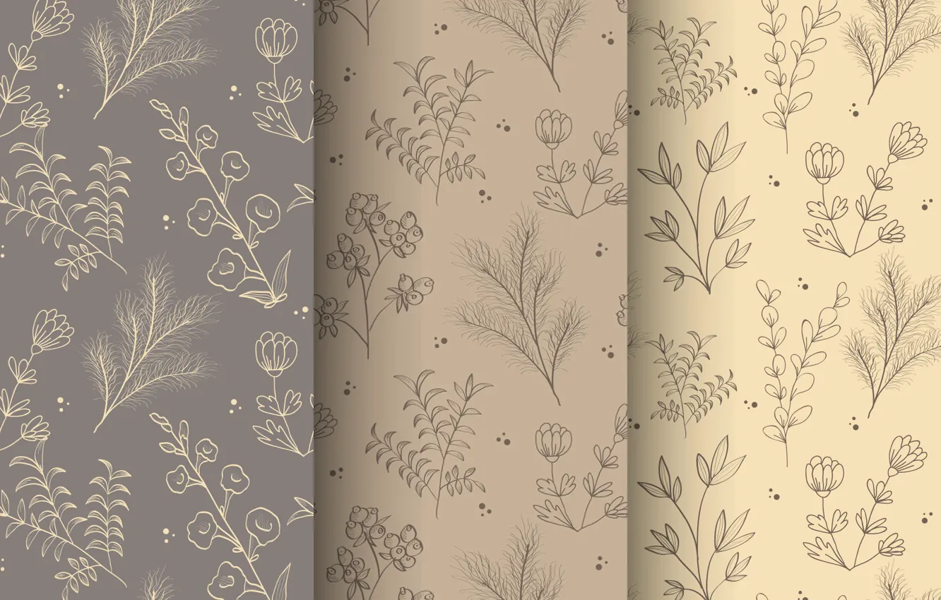Photo wallpaper flowers, pattern, brown, beige