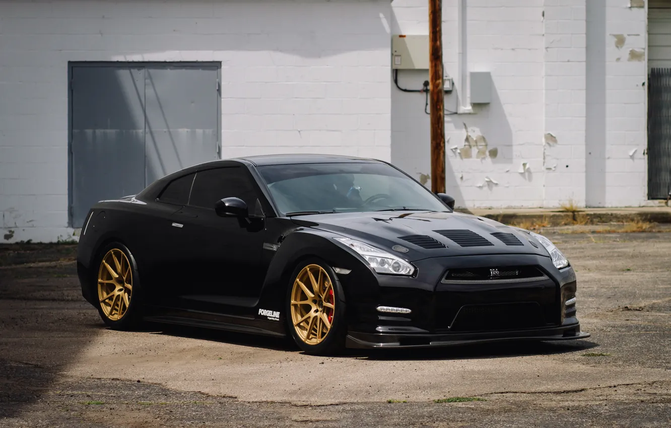 Photo wallpaper GTR, Black, Forgeline, Nussan