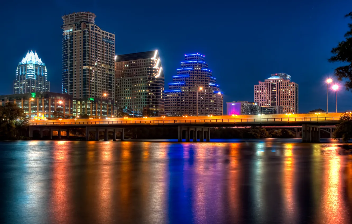 Photo wallpaper night, USA, Austin, night, Austin, Texas, Texas, City of Color