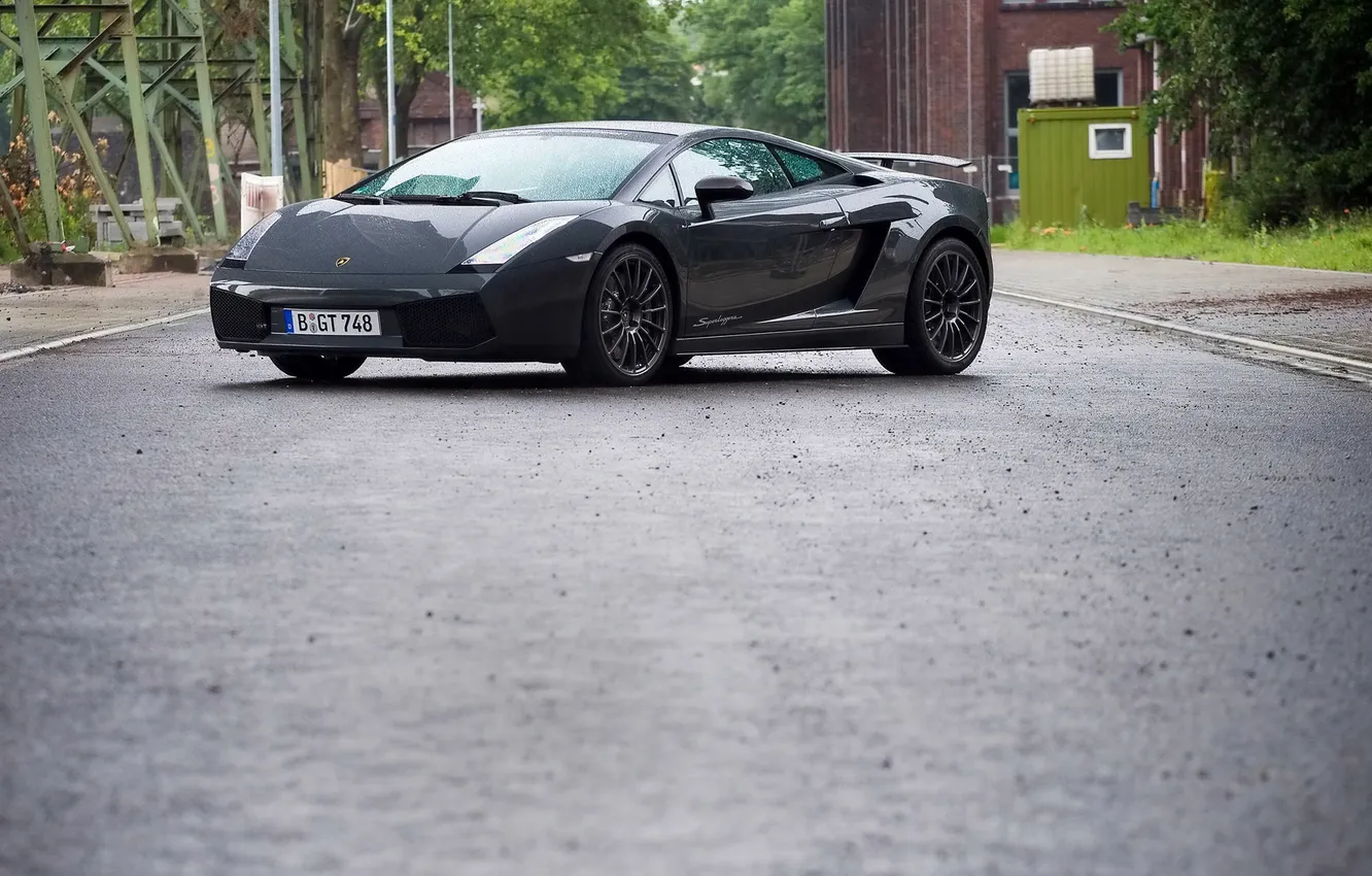 Photo wallpaper road, grey, tuning, supercar, spoiler, drives, Lamborghini, Gallardo