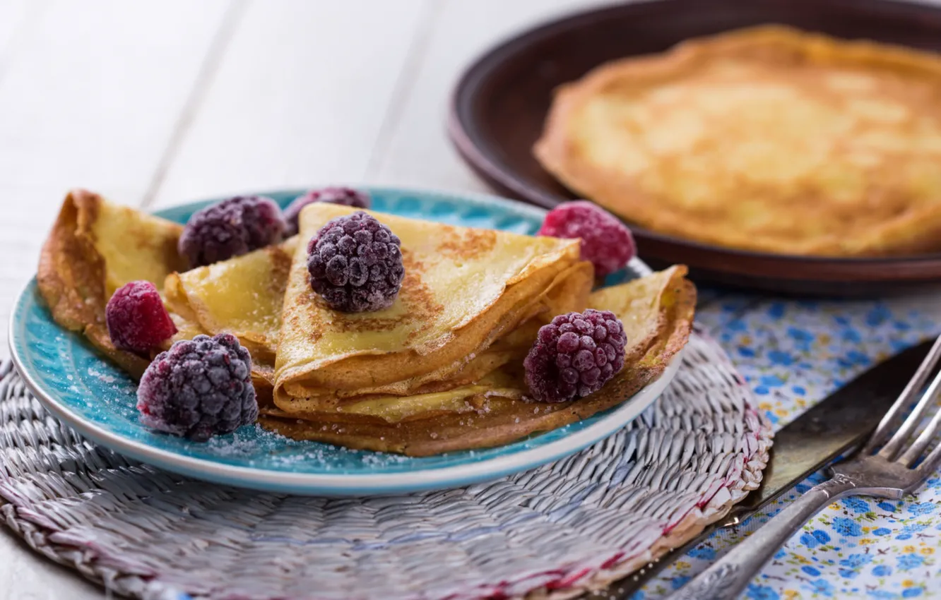 Photo wallpaper berries, BlackBerry, pancakes