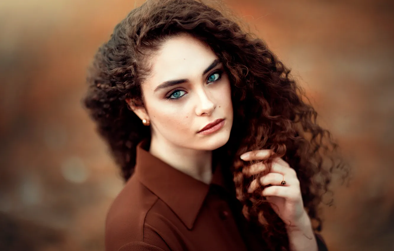 Photo wallpaper look, girl, nature, face, pose, portrait, hands, makeup