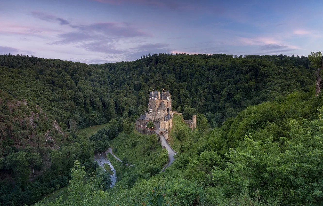 Photo wallpaper forest, mountains, castle, Germany, ELTZ, Burg Eltz