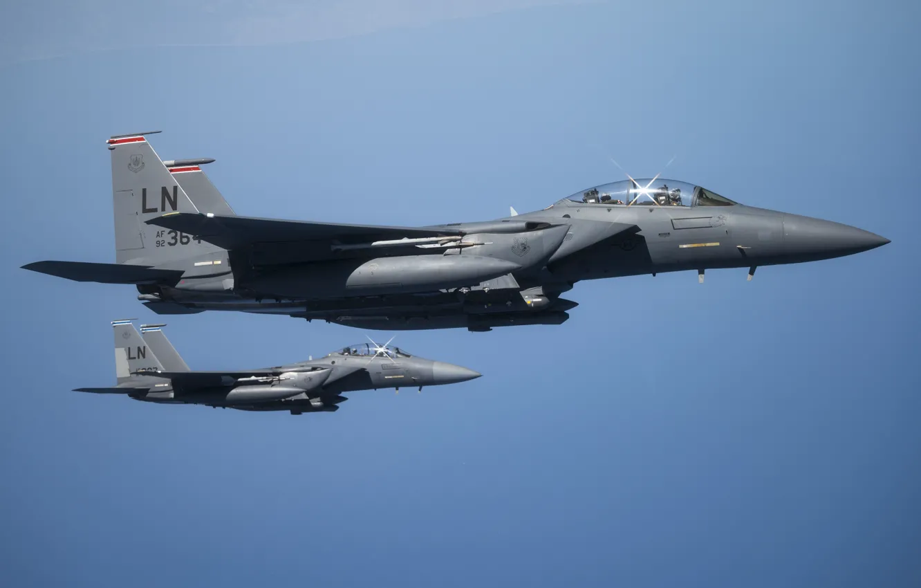 Photo wallpaper UNITED STATES AIR FORCE, American double fighter-bomber, McDonnell Douglas F-15E Strike Eagle