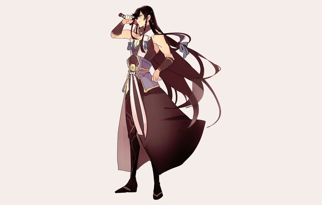 Photo wallpaper sword, braids, guy, long hair, Touken Ranbu, Dance of swords, Izumi from Kami Kanesada