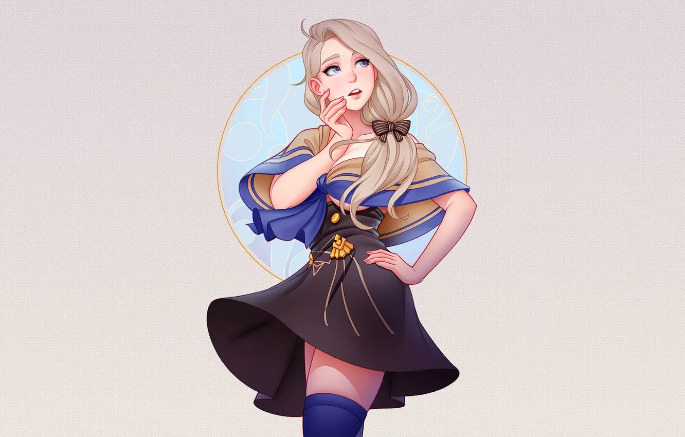 Photo wallpaper long hair, Nintendo, blonde, looking up, skirt, anime girls, simple background, Underboob