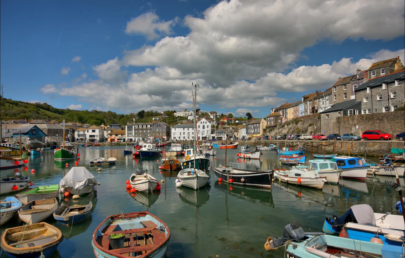 Photo wallpaper the sky, clouds, the city, boat, home, harbour