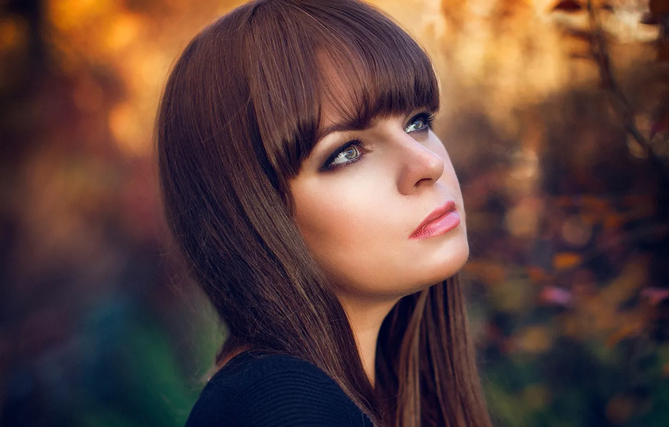 Photo wallpaper look, bokeh, autumn portrait