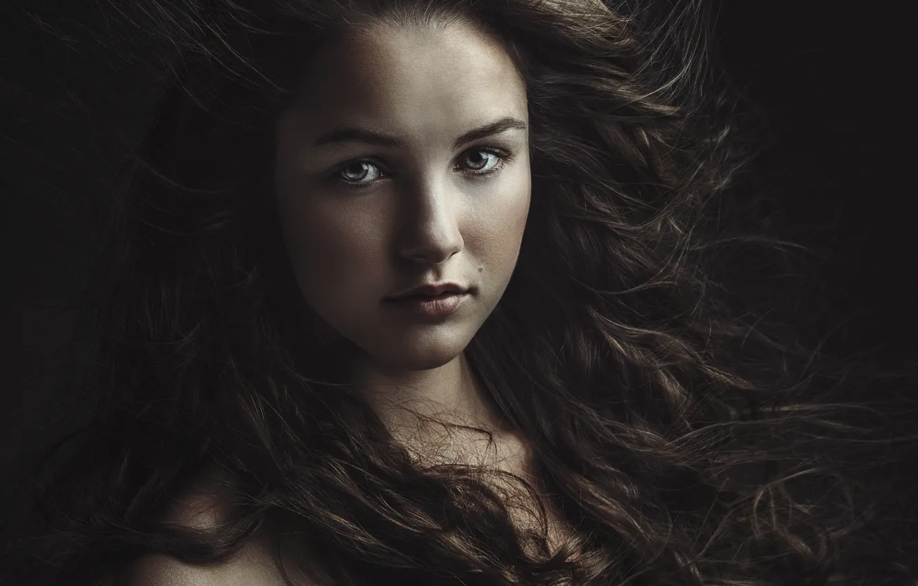 Photo wallpaper look, girl, hair, portrait