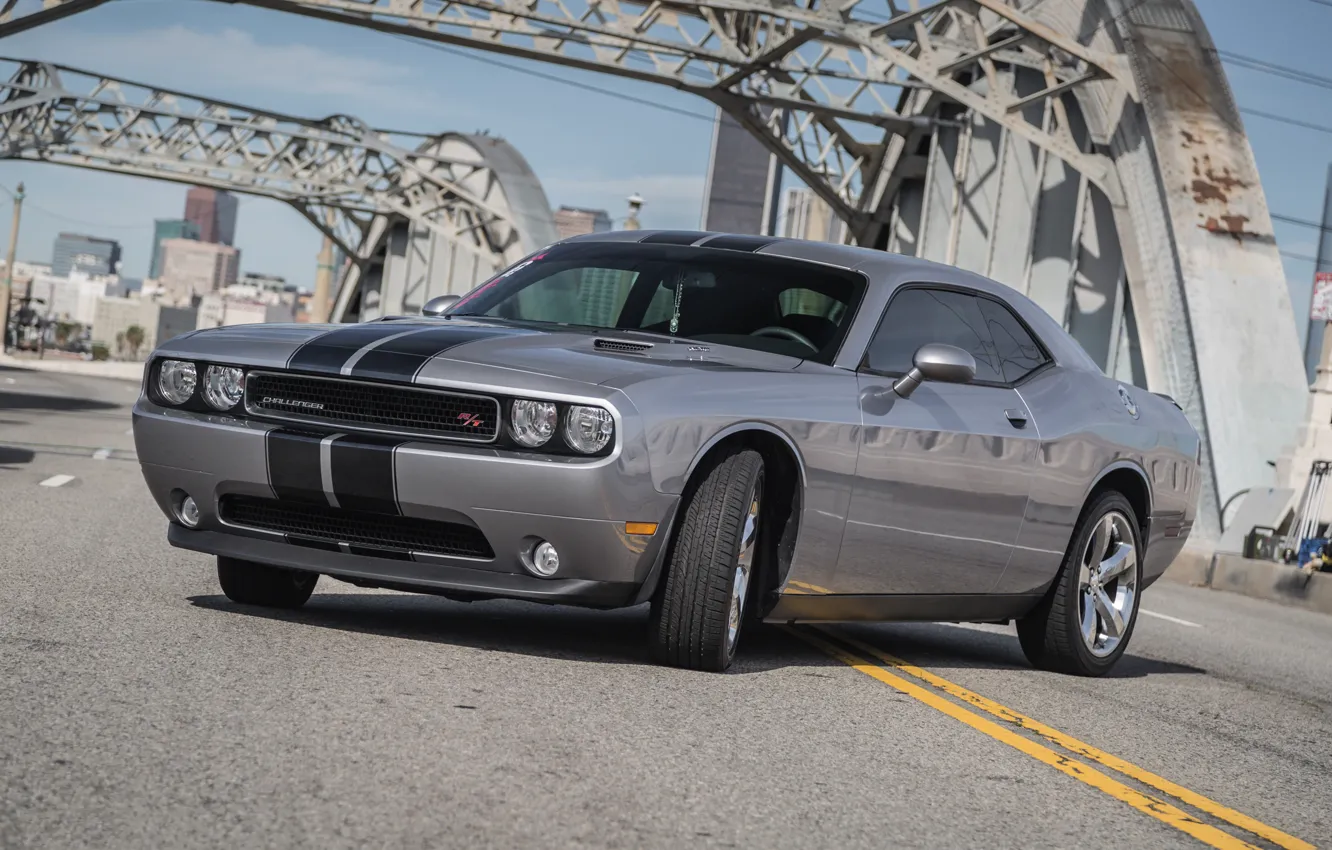 Photo wallpaper Dodge, Challenger, bridge