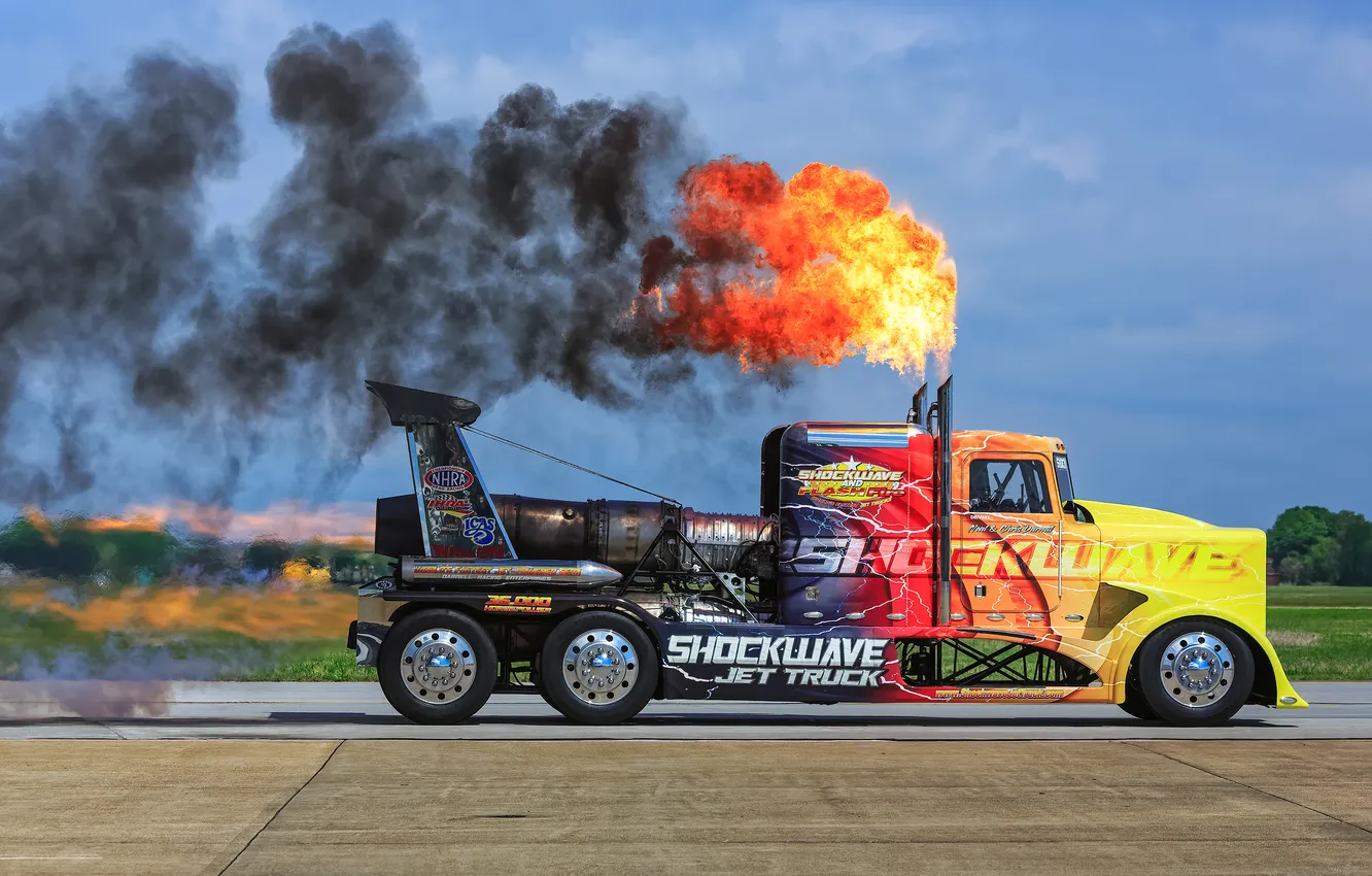 Photo wallpaper flame, speed, Truck