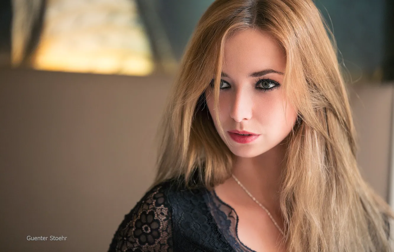 Photo wallpaper model, portrait, makeup, hairstyle, blonde, beauty, bokeh, Guenter Stoehr