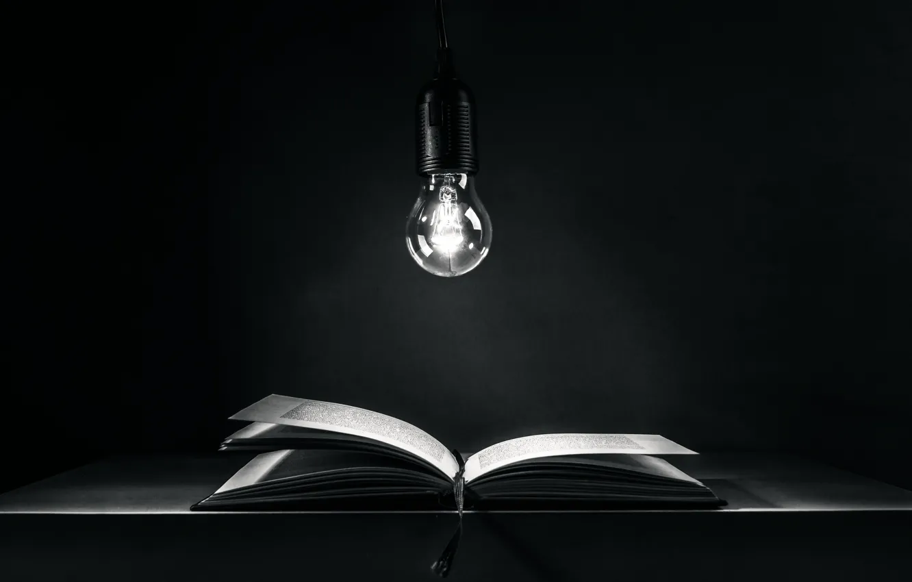 Photo wallpaper light bulb, book