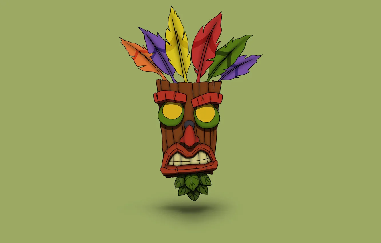 Photo wallpaper background, minimalism, mask, art, crash, Crash Bandicoot, I I, Aku Aku