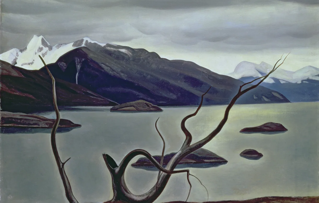 Photo wallpaper landscape, mountains, picture, Rockwell Kent, Rockwell Kent, Strait Admiralty