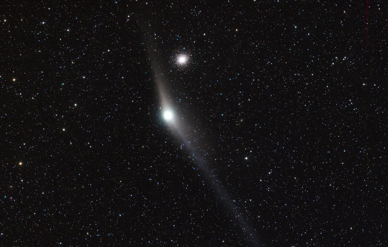 Photo wallpaper stars, M92, a globular cluster, comet Garradd
