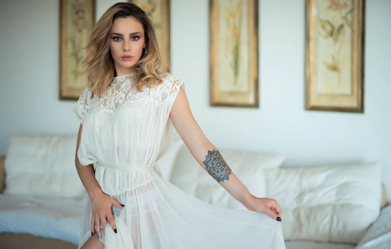 Photo wallpaper look, sexy, hair, dress, tattoo, beauty, Virginia