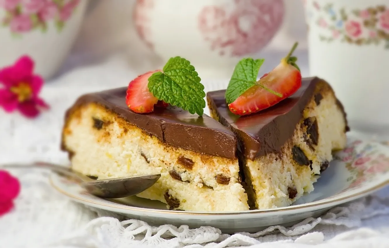 Photo wallpaper berries, cake, dessert