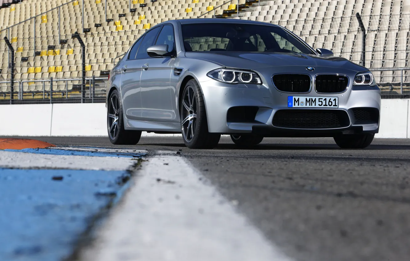 Photo wallpaper asphalt, grey, BMW, sedan, F10, 2013, M5, M5 Competition