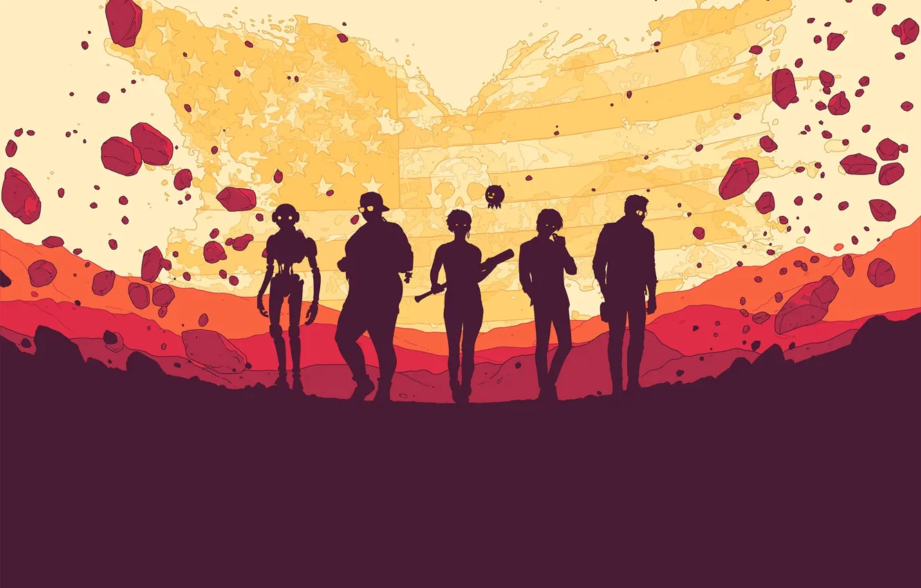Photo wallpaper people, group, silhouettes, Dustborn