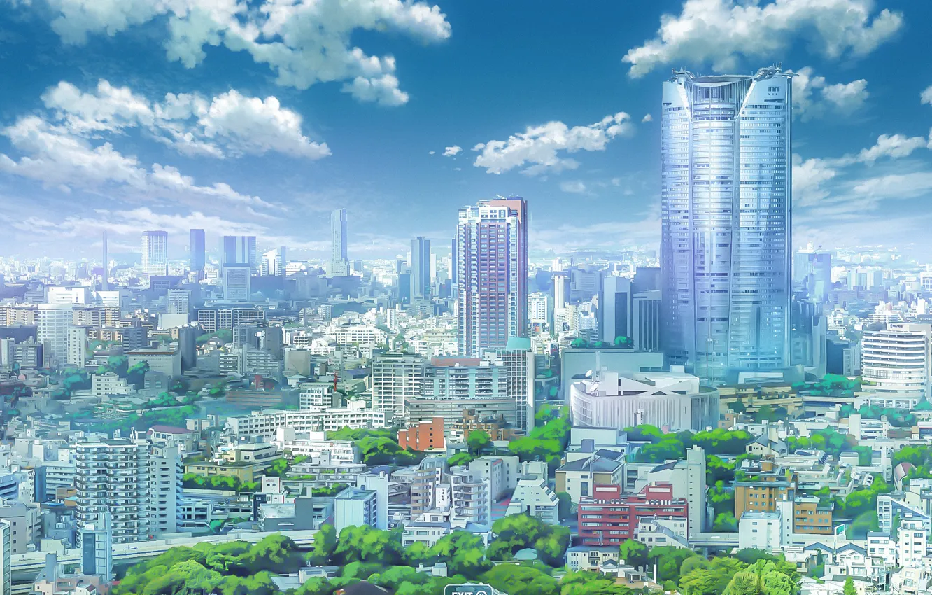 Photo wallpaper the sky, the city, Kimi no VA On, Your name