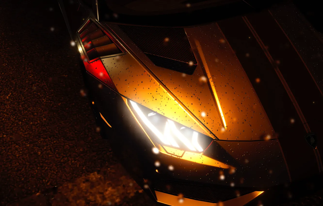 Photo wallpaper car, Lamborghini, game, The Crew, chuva, noite