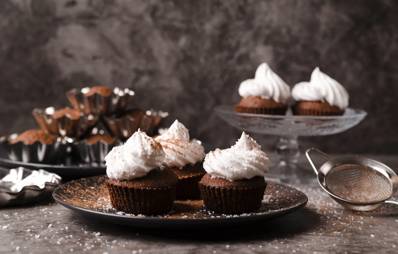 Photo wallpaper cream, chocolate, cupcakes, ILONA SHOROKHOVA