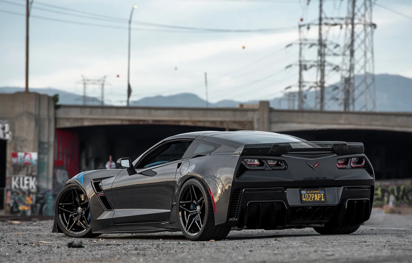 Photo wallpaper Corvette, Chevrolet, Grey, Sportcar, Rear