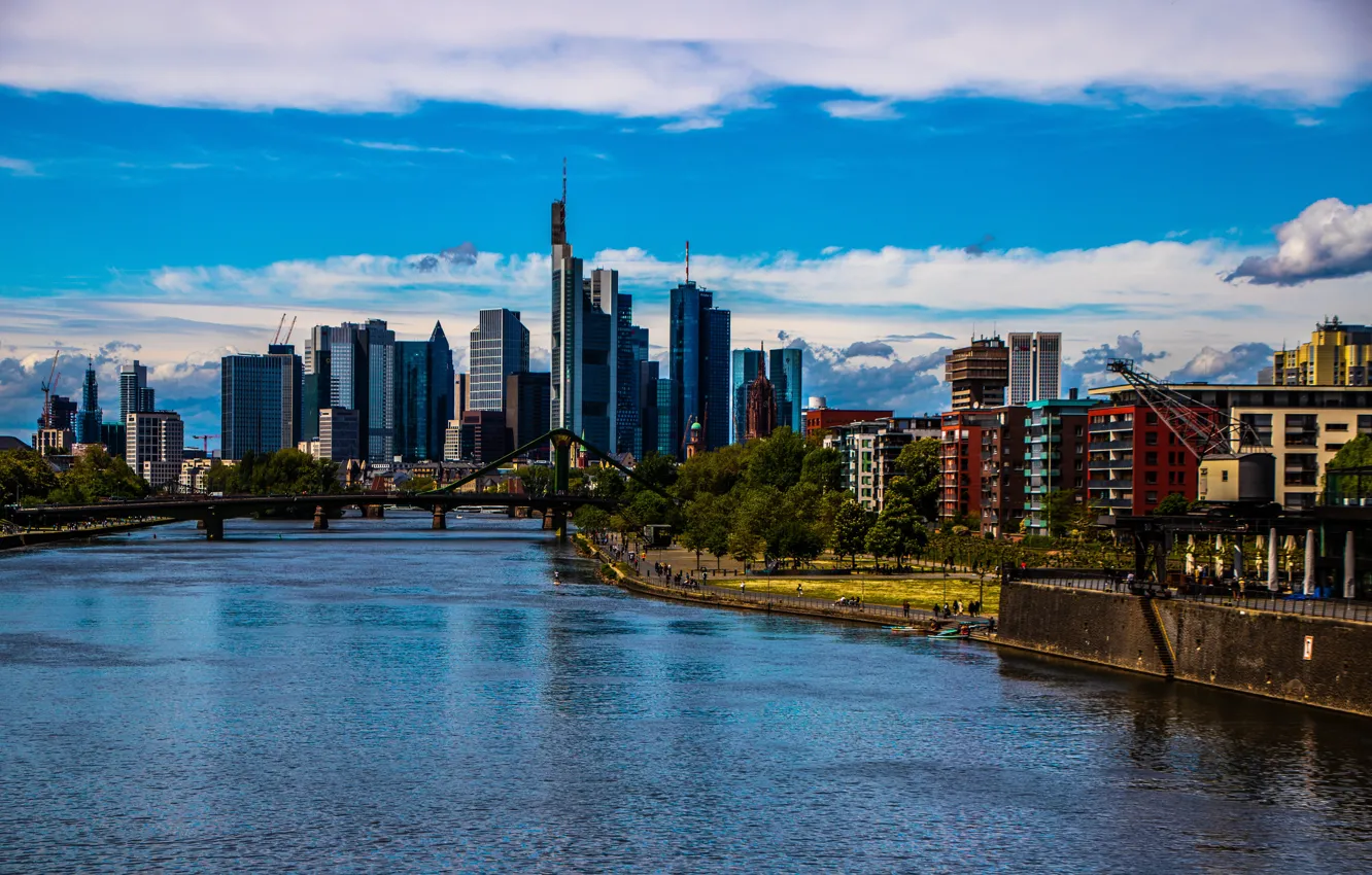 Photo wallpaper river, building, Germany, Frankfurt am main