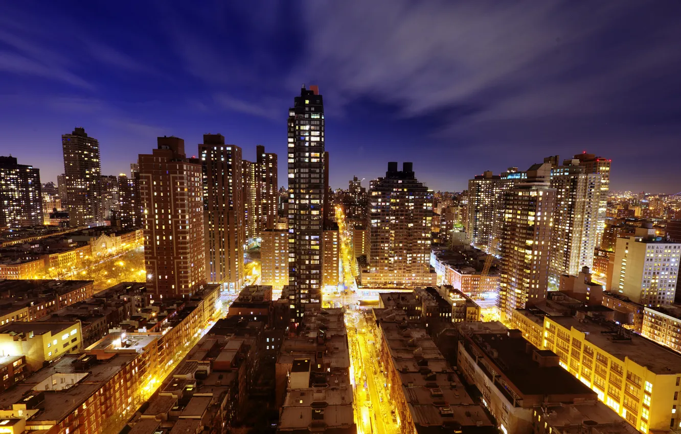 Photo wallpaper light, night, the city, New York, street, new york