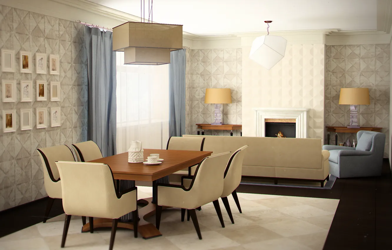 Photo wallpaper design, room, interior, living room, ar deco style
