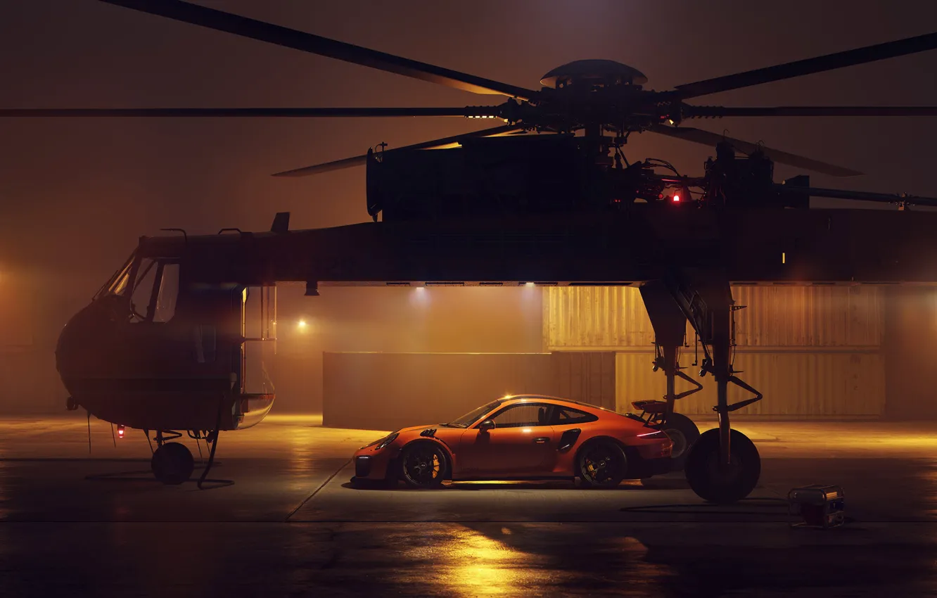 Photo wallpaper 911, Porsche, 2018, helicopter, GT2 RS