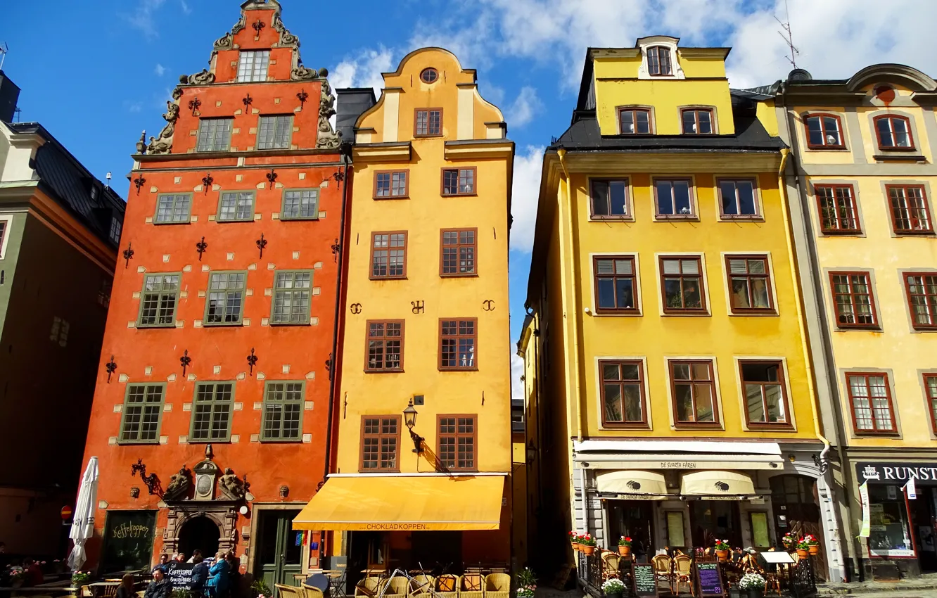 Photo wallpaper street, building, Stockholm, Sweden, Sweden, street, building, Stockholm