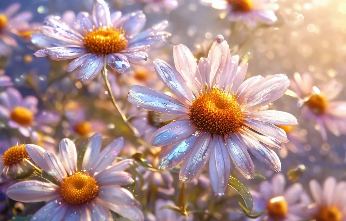 Photo wallpaper summer, flowers, chamomile, spring, Sunny