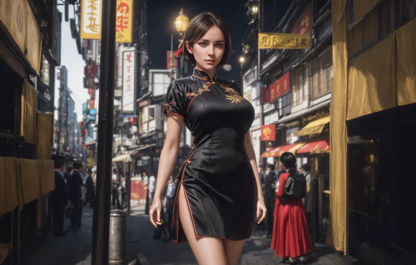 Photo wallpaper girl, dress, cute, AI Art