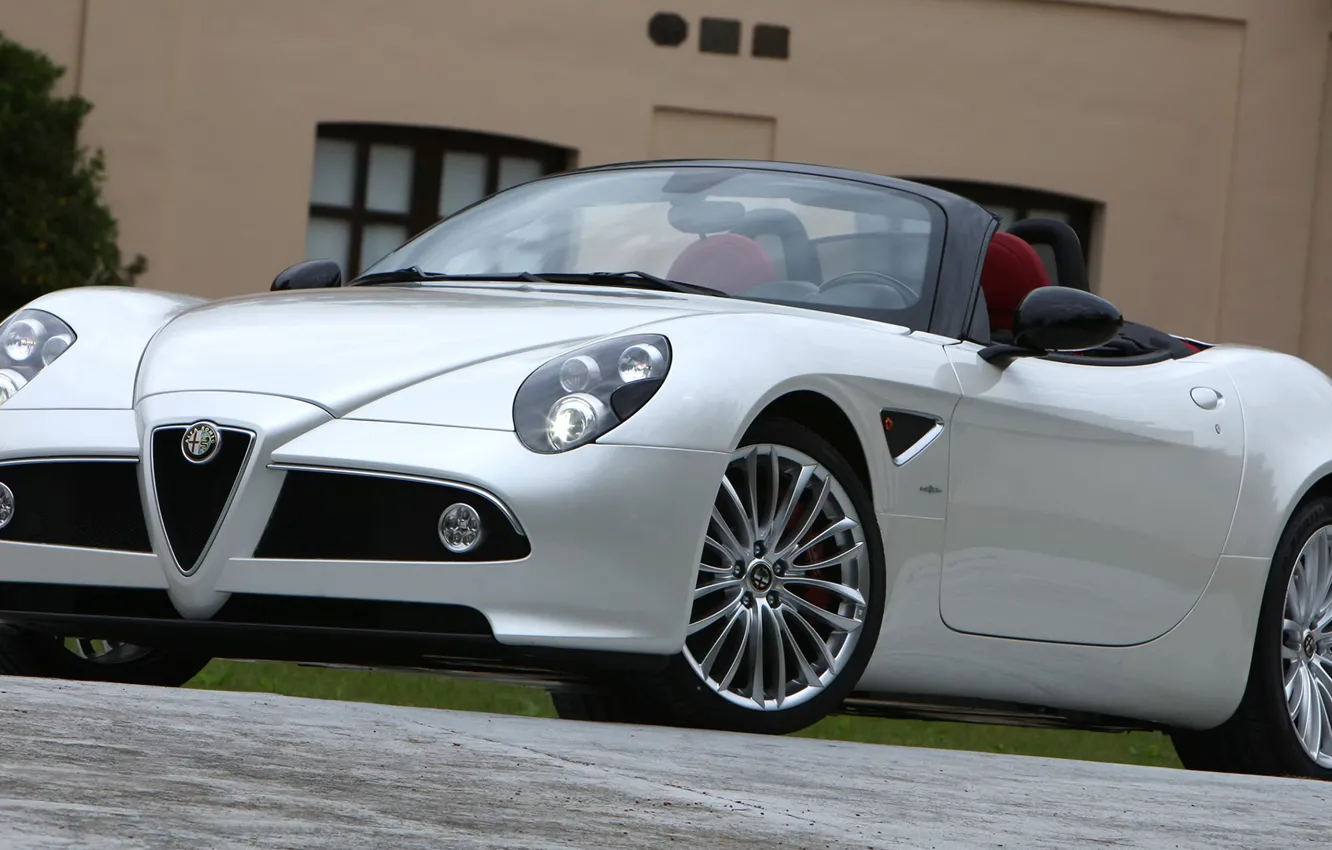 Photo wallpaper Alfa Romeo, white, Spider, Alfa Romeo Wallpaper, Alfa Romeo 8C, Alfa White, Alfa 8C Spider, …