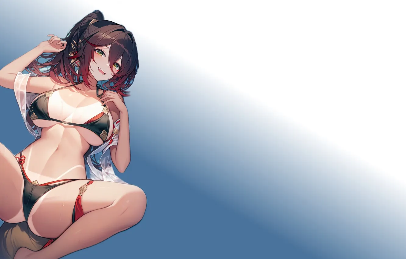 Photo wallpaper girl, hot, sexy, Spread, smile, anime, pretty, babe