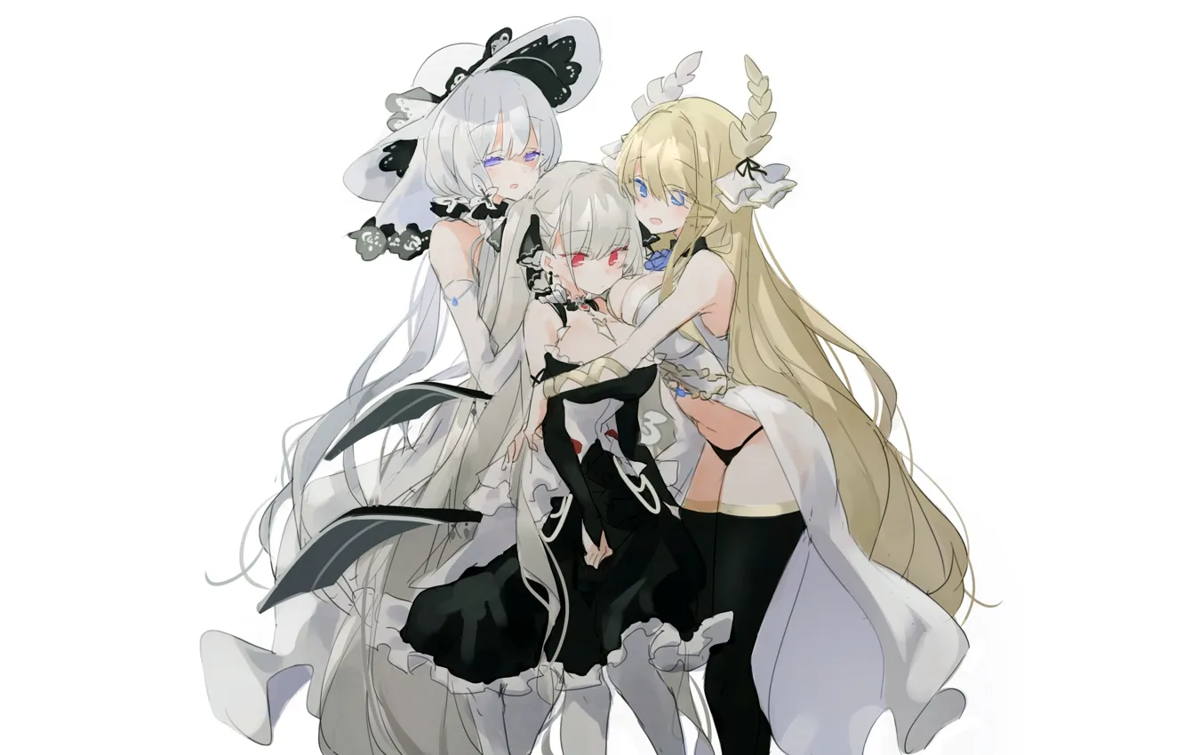 Photo wallpaper girl, sexy, lingerie, cleavage, panties, thighhighs, long hair, dress