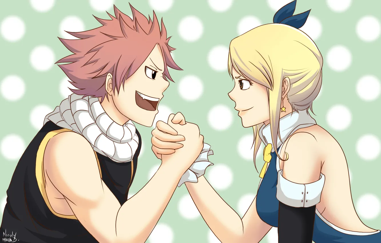 Photo wallpaper art, fairy tail, Natsu Dragneel, lucy heartfilia