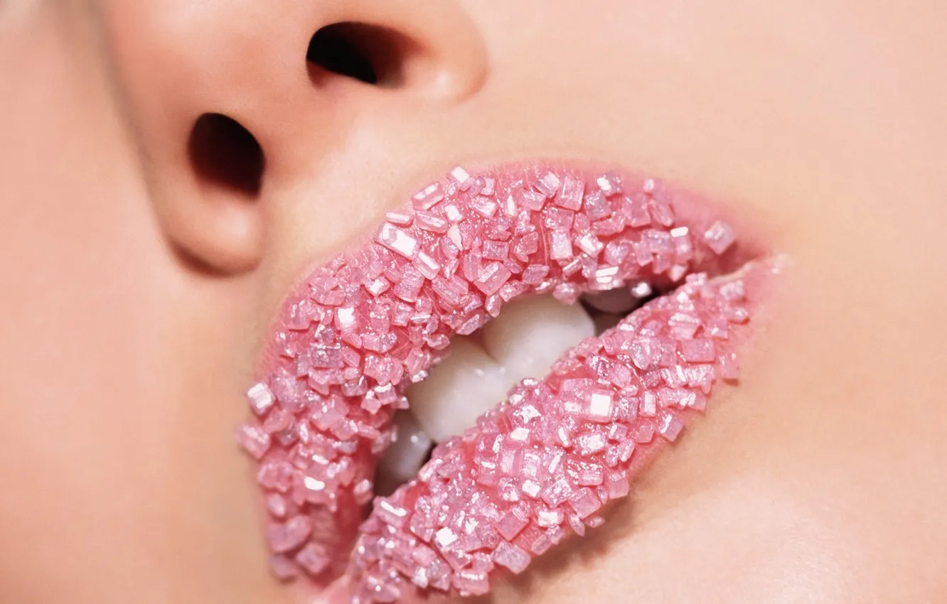 Photo wallpaper lips, large, sugar