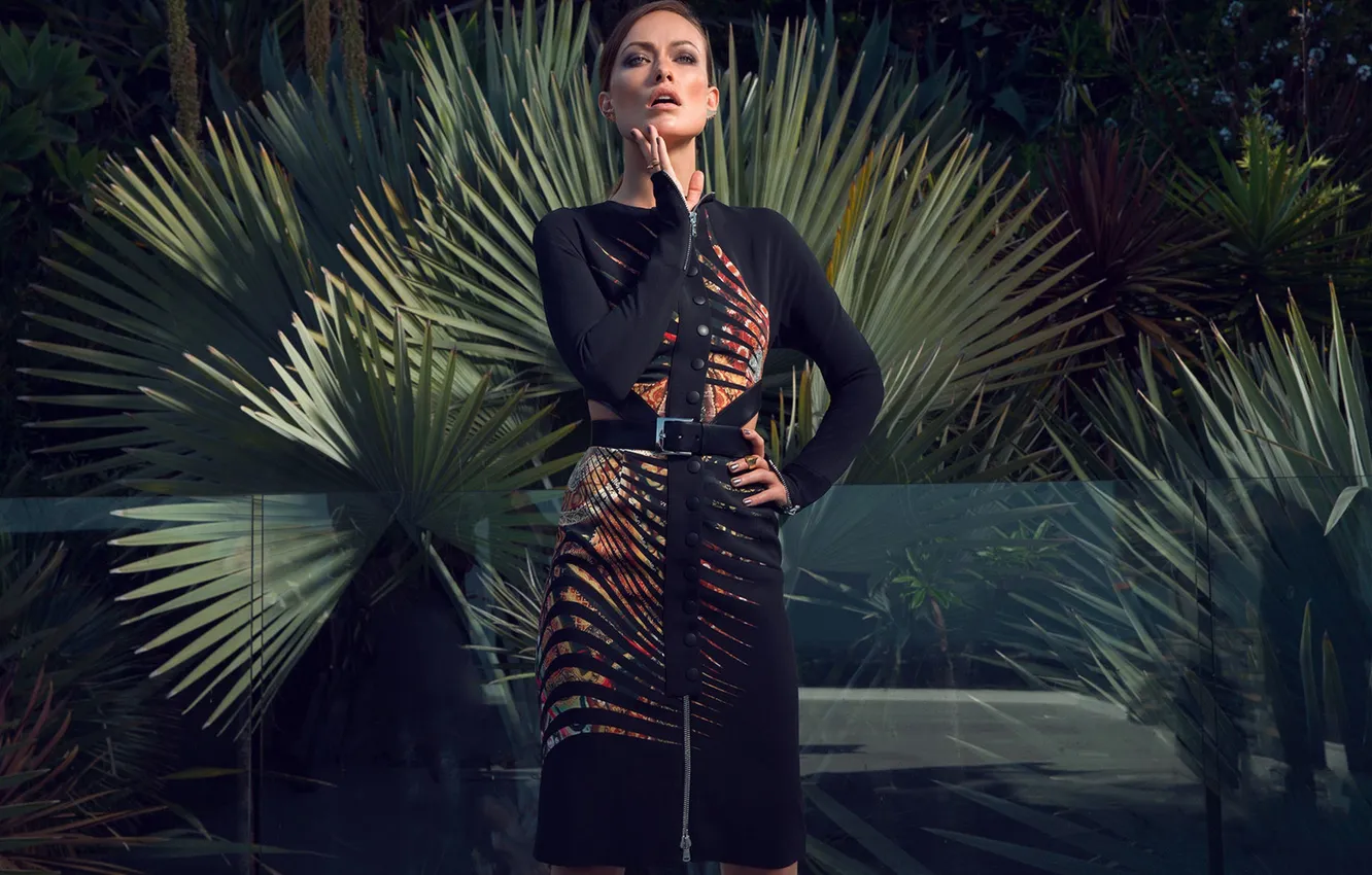 Photo wallpaper model, garden, dress, actress, hairstyle, photographer, Olivia Wilde, Olivia Wilde