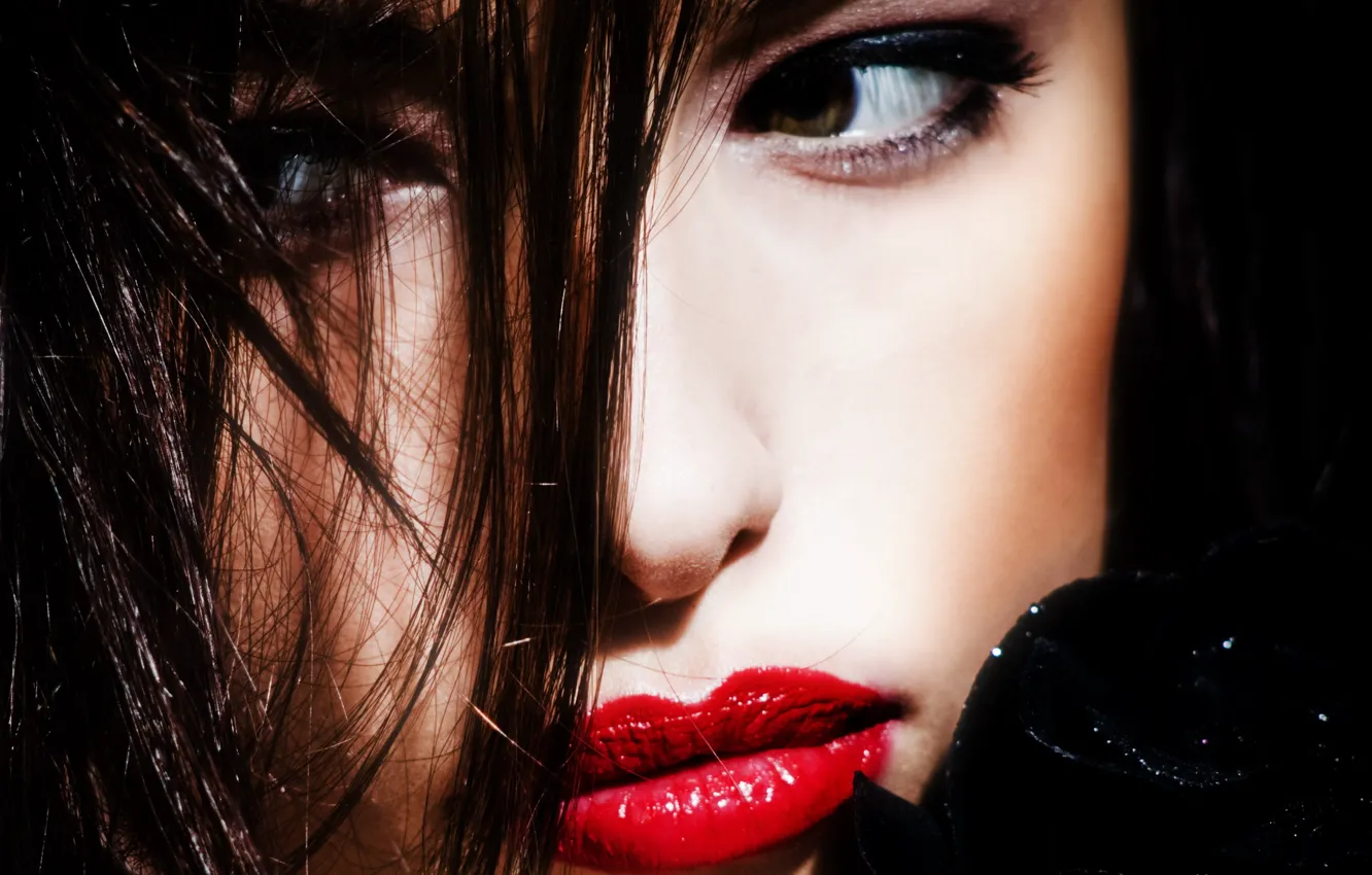 Photo wallpaper look, girl, lips