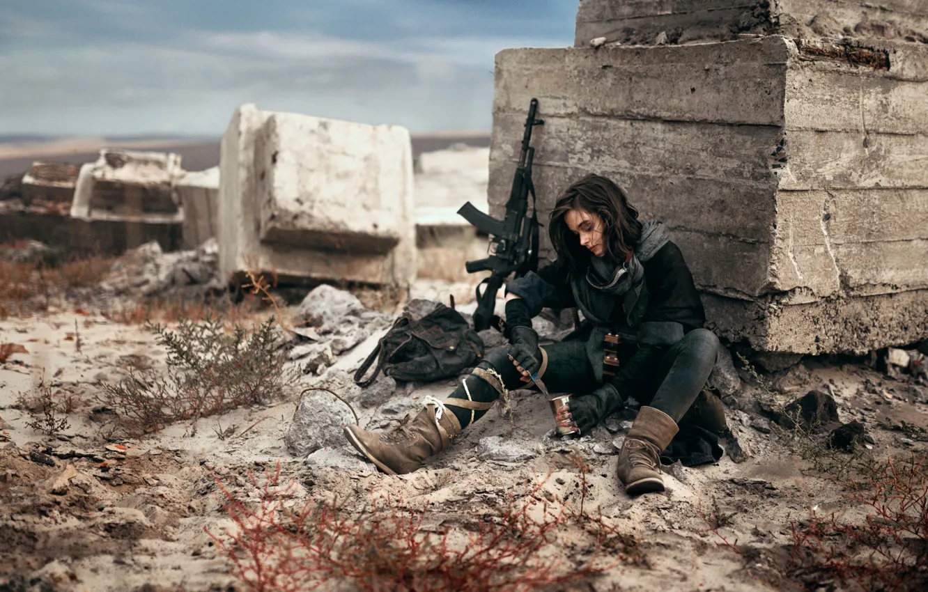 Photo wallpaper girl, girl, postapokalipsis, post-apocalypse, Sergey Parishkov
