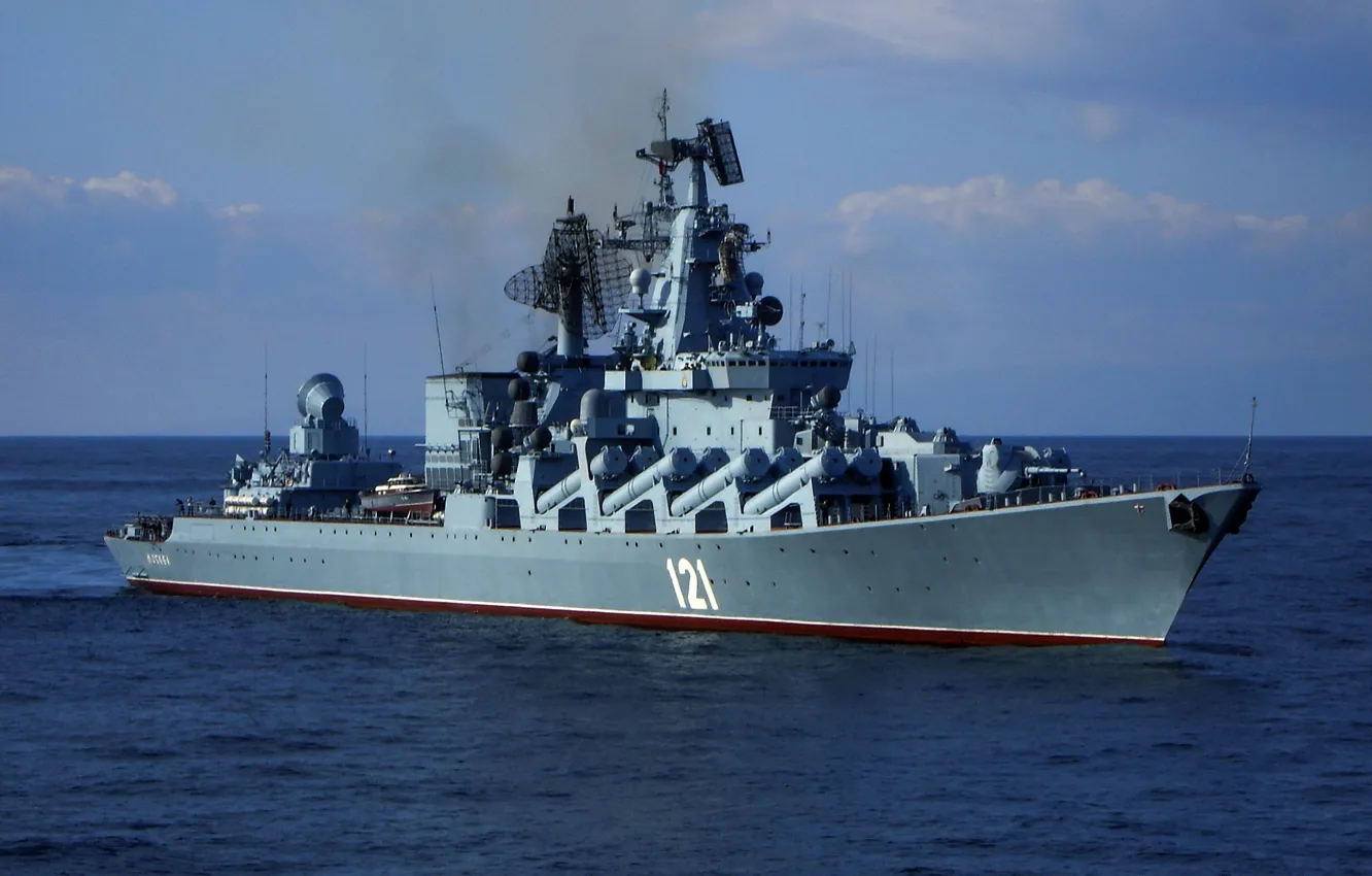 Photo wallpaper Navy, cruiser, rocket, The black sea fleet, "Moscow", guards, the project 1164