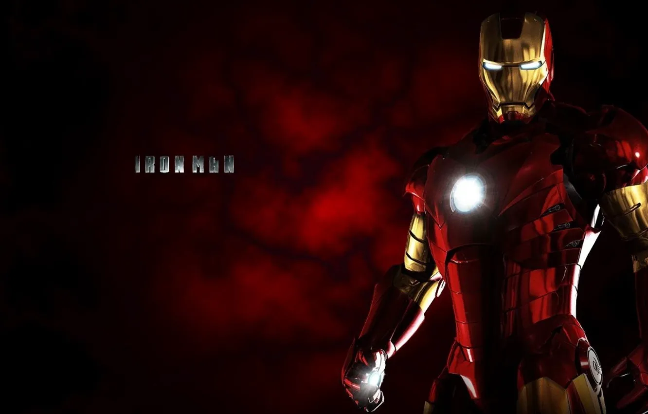 Photo wallpaper cinema, red, gun, gold, sky, weapon, power, Iron Man