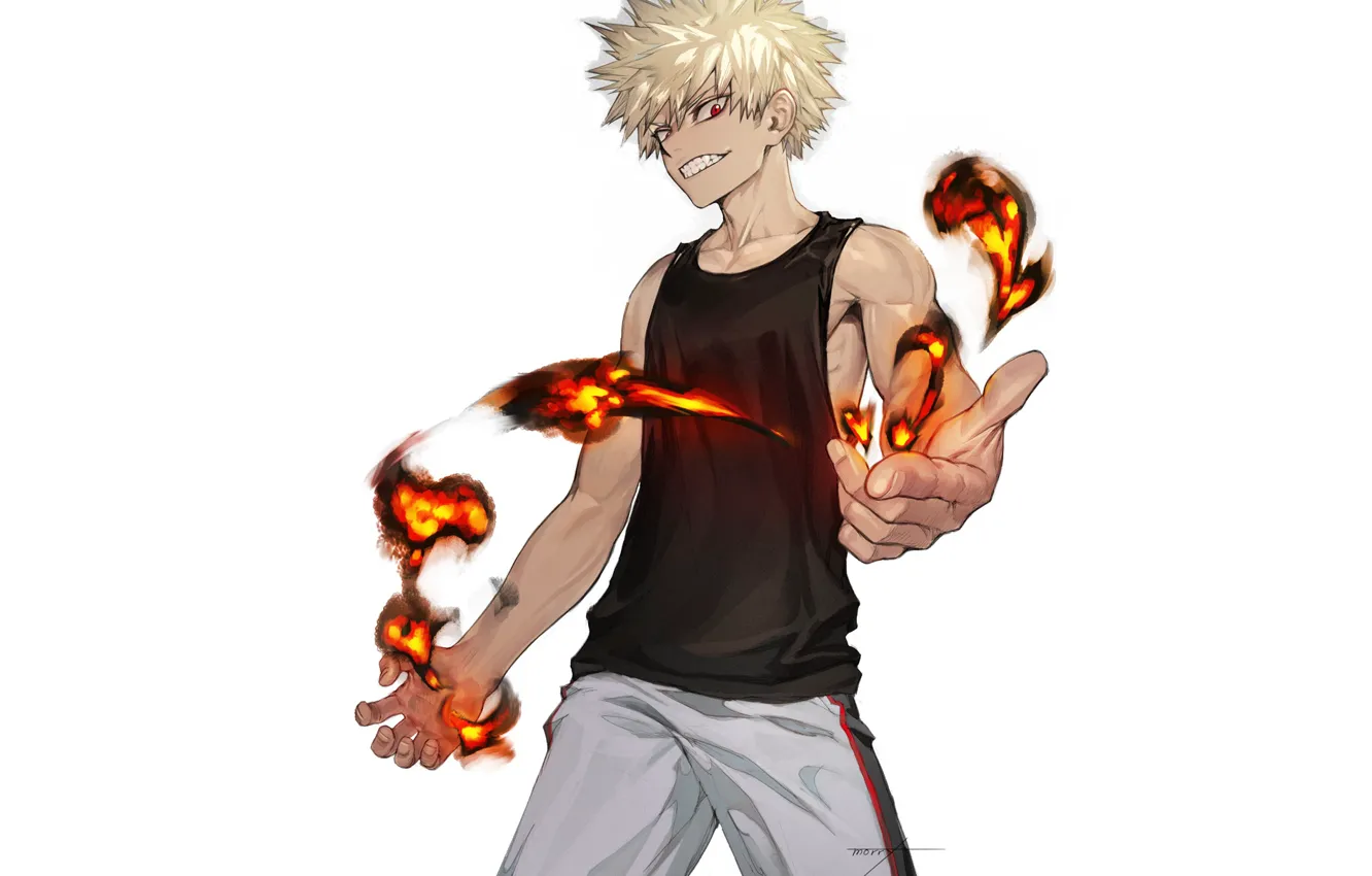 Photo wallpaper fire, guy, handsome, My Hero Academia, Boku No Hero Academy, My Hero Academy, Bakuga Katsuki