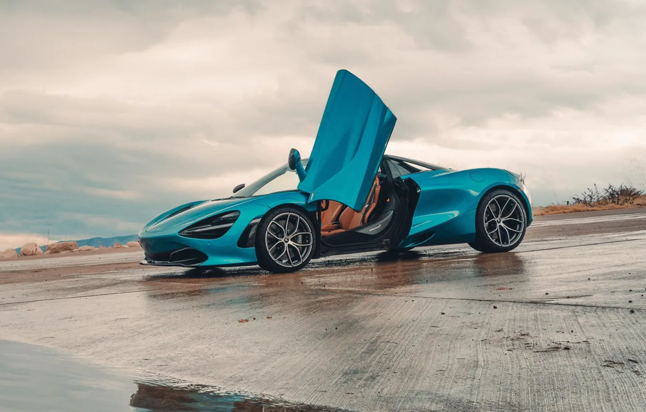 Photo wallpaper McLaren, Clouds, Sky, Blue, Spider, 720S