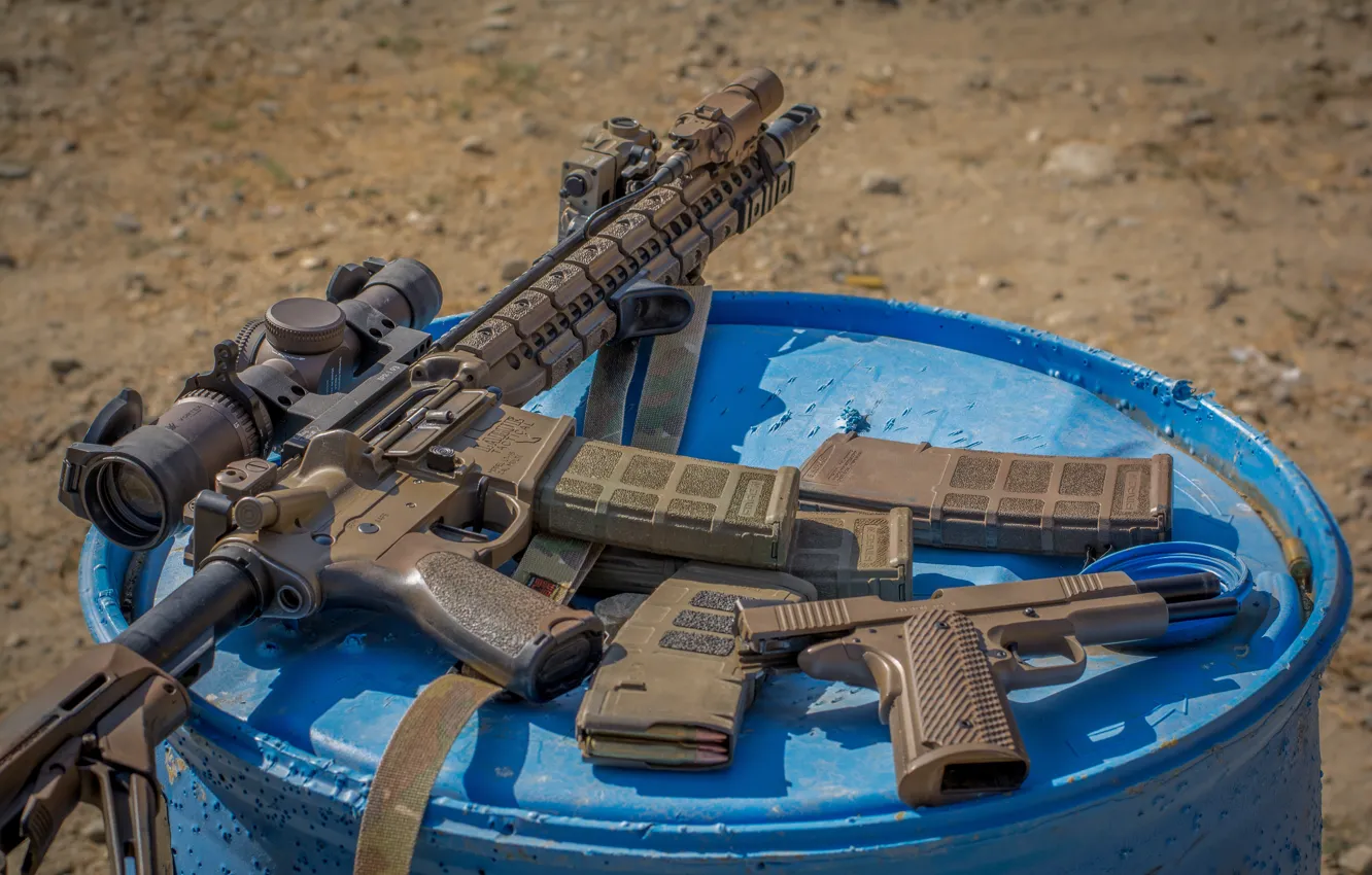 Photo wallpaper gun, machine, optics, camouflage, rifle, assault, Larue Tactical, semi-automatic