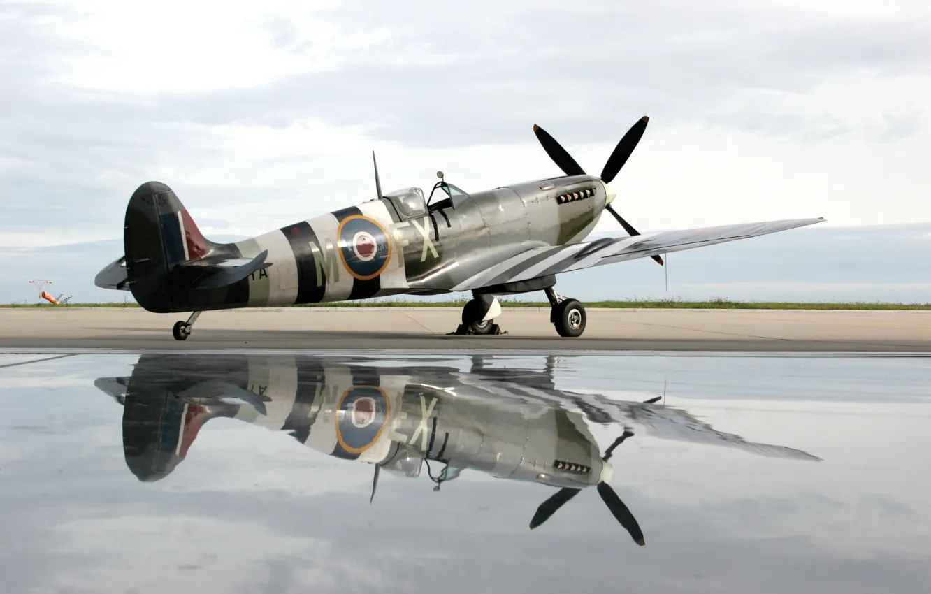 Photo wallpaper water, plane, reflection, spirit of kent spitfire